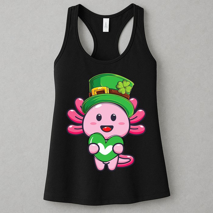 Axolotl Saint Patricks Day Axolotl St Patrick Womens Tank Top