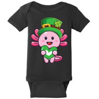 Axolotl Saint Patricks Day Axolotl St Patrick Baby Bodysuit
