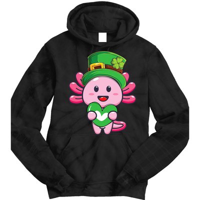 Axolotl Saint Patricks Day Axolotl St Patrick Tie Dye Hoodie