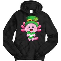 Axolotl Saint Patricks Day Axolotl St Patrick Tie Dye Hoodie