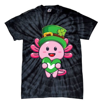 Axolotl Saint Patricks Day Axolotl St Patrick Tie-Dye T-Shirt