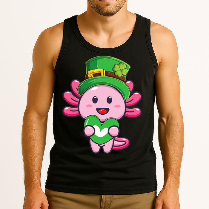 Axolotl Saint Patricks Day Axolotl St Patrick Tank Top