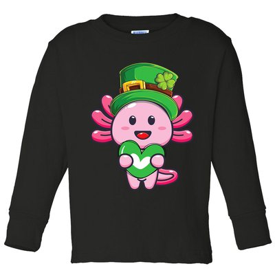 Axolotl Saint Patricks Day Axolotl St Patrick Toddler Long Sleeve Shirt