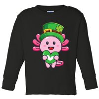 Axolotl Saint Patricks Day Axolotl St Patrick Toddler Long Sleeve Shirt
