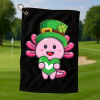 Axolotl Saint Patricks Day Axolotl St Patrick Golf Towel
