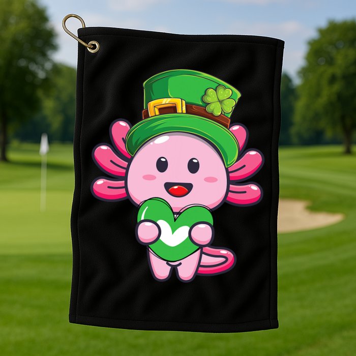 Axolotl Saint Patricks Day Axolotl St Patrick Golf Towel