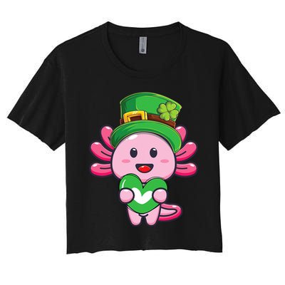 Axolotl Saint Patricks Day Axolotl St Patrick Crop Top