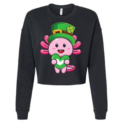 Axolotl Saint Patricks Day Axolotl St Patrick Cropped Pullover Crew