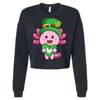 Axolotl Saint Patricks Day Axolotl St Patrick Cropped Pullover Crew
