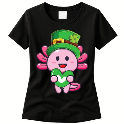 Axolotl Saint Patricks Day Axolotl St Patrick Womens T-Shirt