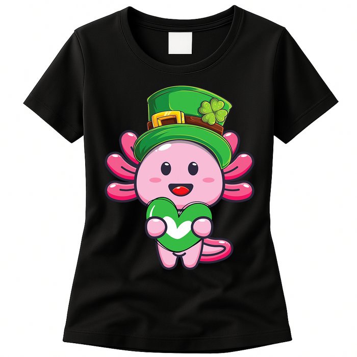 Axolotl Saint Patricks Day Axolotl St Patrick Womens T-Shirt