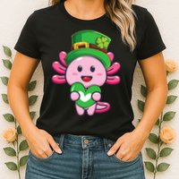 Axolotl Saint Patricks Day Axolotl St Patrick Womens T-Shirt