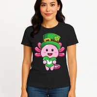 Axolotl Saint Patricks Day Axolotl St Patrick Womens T-Shirt