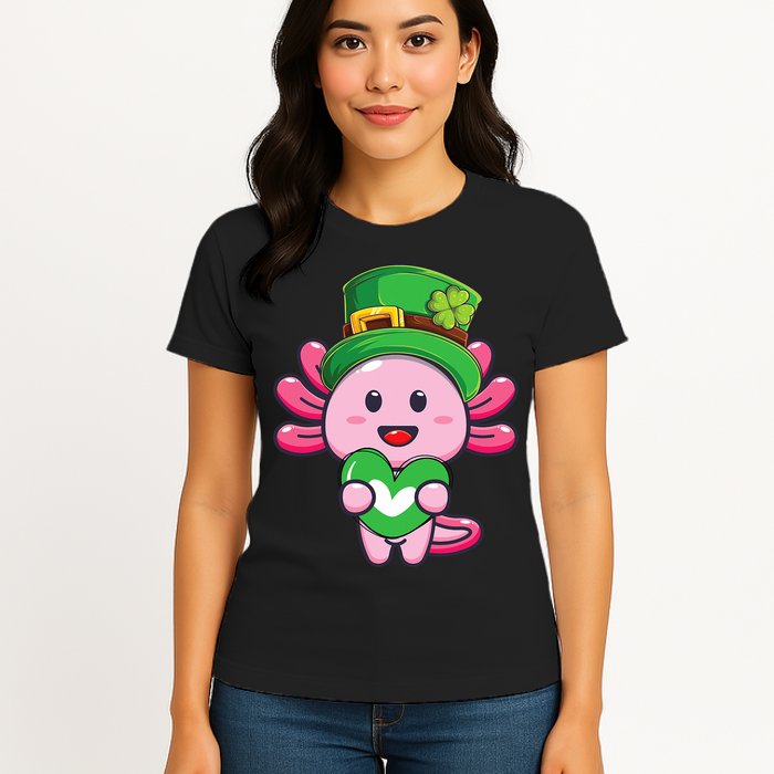 Axolotl Saint Patricks Day Axolotl St Patrick Womens T-Shirt