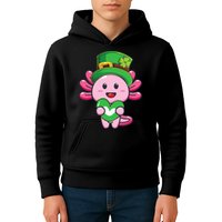 Axolotl Saint Patricks Day Axolotl St Patrick Kids Hoodie