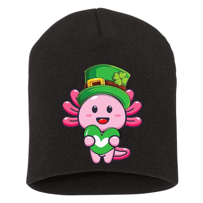 Axolotl Saint Patricks Day Axolotl St Patrick Short Acrylic Beanie