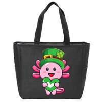 Axolotl Saint Patricks Day Axolotl St Patrick Zip Tote Bag