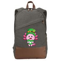 Axolotl Saint Patricks Day Axolotl St Patrick Cotton Canvas Backpack