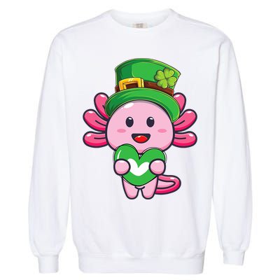 Axolotl Saint Patricks Day Axolotl St Patrick Garment-Dyed Sweatshirt