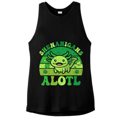 Axolotl St Patricks Day Alotl Shenanigans Ladies PosiCharge Tri-Blend Wicking Tank