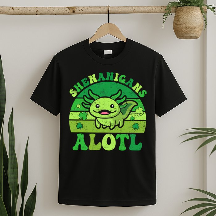 Axolotl St Patricks Day Alotl Shenanigans T-Shirt