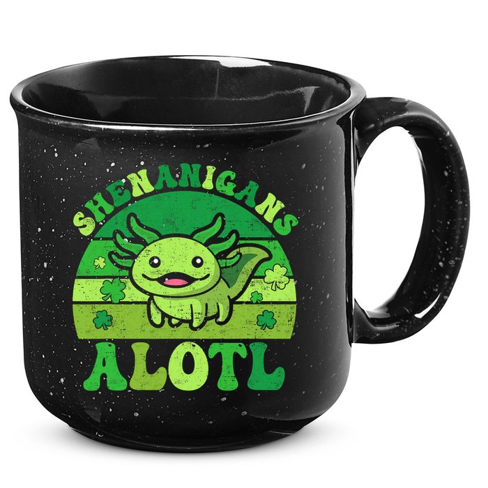 Axolotl St Patricks Day Alotl Shenanigans 15oz Campfire Ceramic Mug