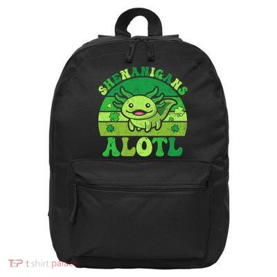 Axolotl St Patricks Day Alotl Shenanigans 16 in Basic Backpack
