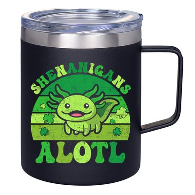 Axolotl St Patricks Day Alotl Shenanigans 12oz Stainless Steel Coffee Mug
