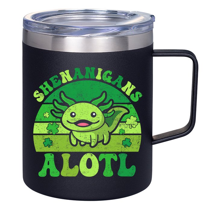 Axolotl St Patricks Day Alotl Shenanigans 12oz Stainless Steel Coffee Mug