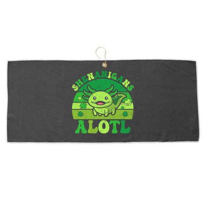 Axolotl St Patricks Day Alotl Shenanigans Large Microfiber Waffle Golf Towel