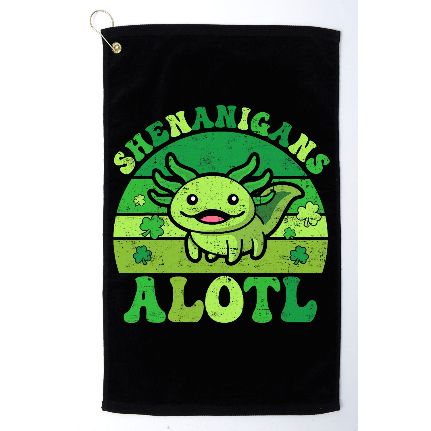 Axolotl St Patricks Day Alotl Shenanigans Golf Towel