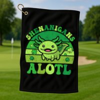 Axolotl St Patricks Day Alotl Shenanigans Golf Towel