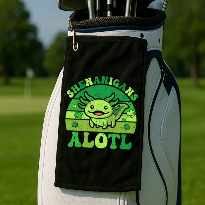 Axolotl St Patricks Day Alotl Shenanigans Golf Towel