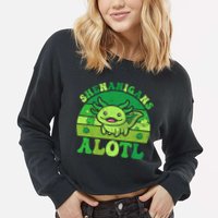 Axolotl St Patricks Day Alotl Shenanigans Cropped Pullover Crew
