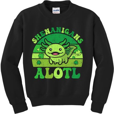 Axolotl St Patricks Day Alotl Shenanigans Kids Sweatshirt