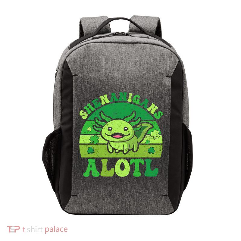 Axolotl St Patricks Day Alotl Shenanigans Vector Backpack