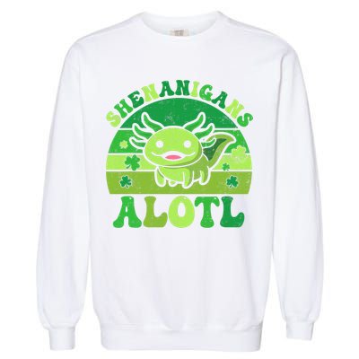 Axolotl St Patricks Day Alotl Shenanigans Garment-Dyed Sweatshirt