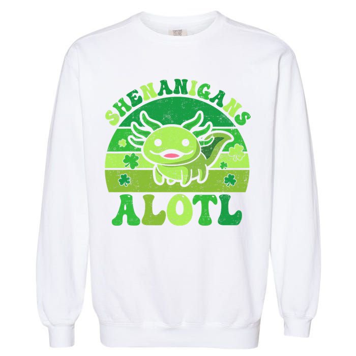 Axolotl St Patricks Day Alotl Shenanigans Garment-Dyed Sweatshirt