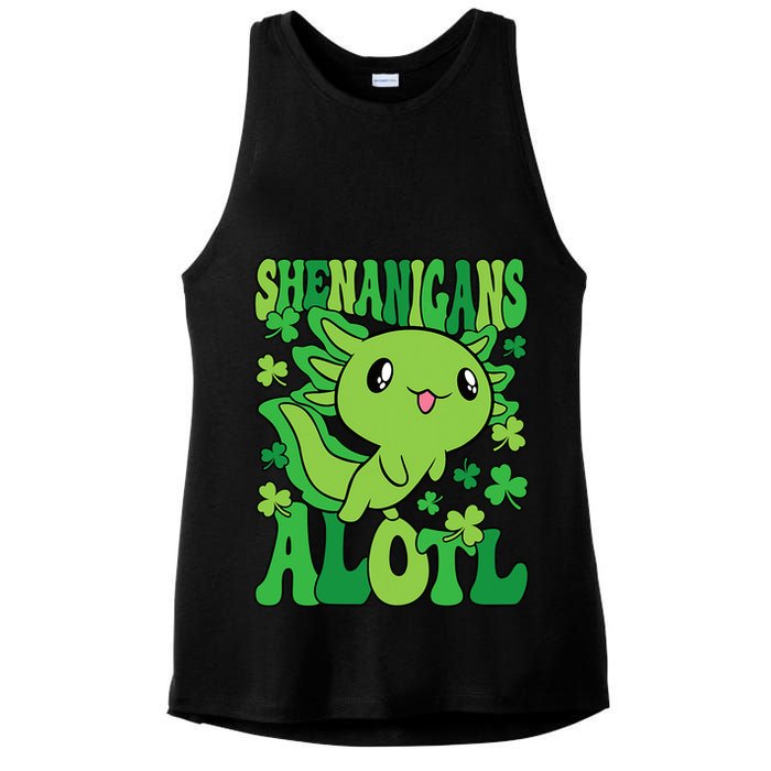 Axolotl St. Patrick's Day Shenanigans Alotl 2 Ladies PosiCharge Tri-Blend Wicking Tank
