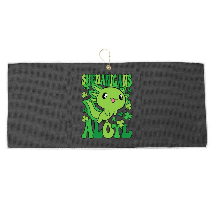 Axolotl St. Patrick's Day Shenanigans Alotl 2 Large Microfiber Waffle Golf Towel