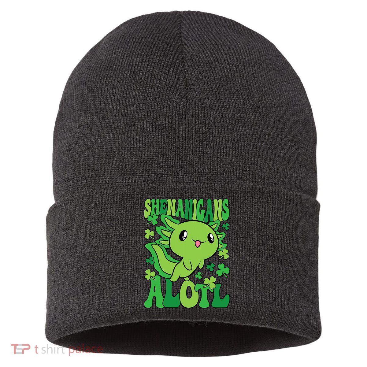 Axolotl St. Patrick's Day Shenanigans Alotl 2 Sustainable Knit Beanie
