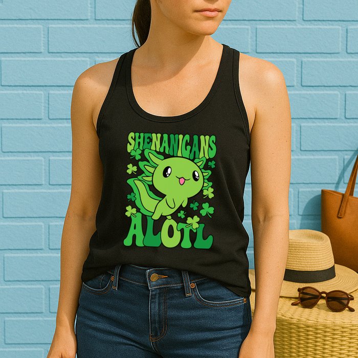 Axolotl St. Patrick's Day Shenanigans Alotl 2 Womens Tank Top