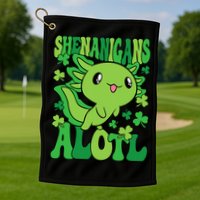 Axolotl St. Patrick's Day Shenanigans Alotl 2 Golf Towel