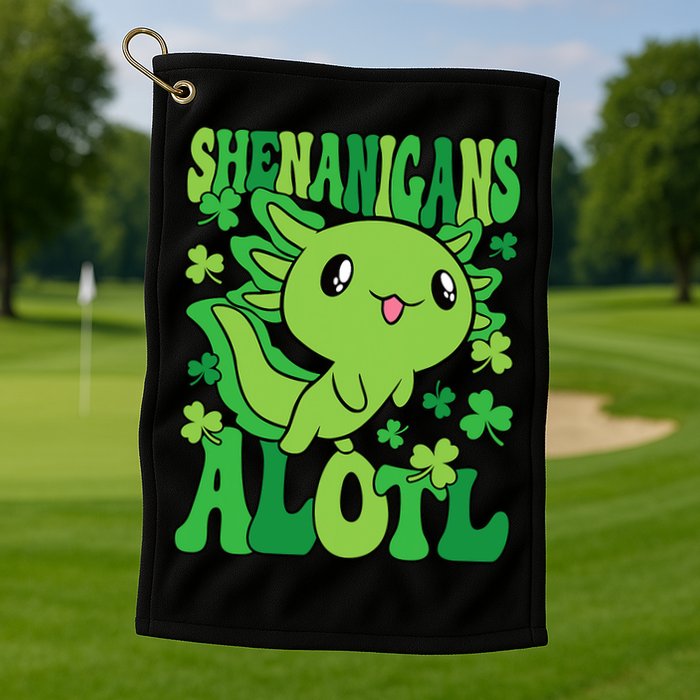 Axolotl St. Patrick's Day Shenanigans Alotl 2 Golf Towel