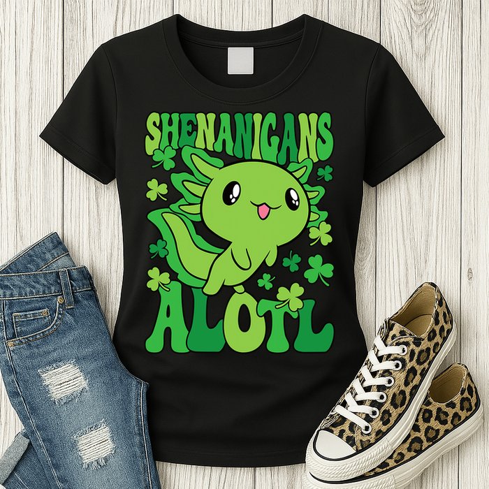 Axolotl St. Patrick's Day Shenanigans Alotl 2 Womens T-Shirt