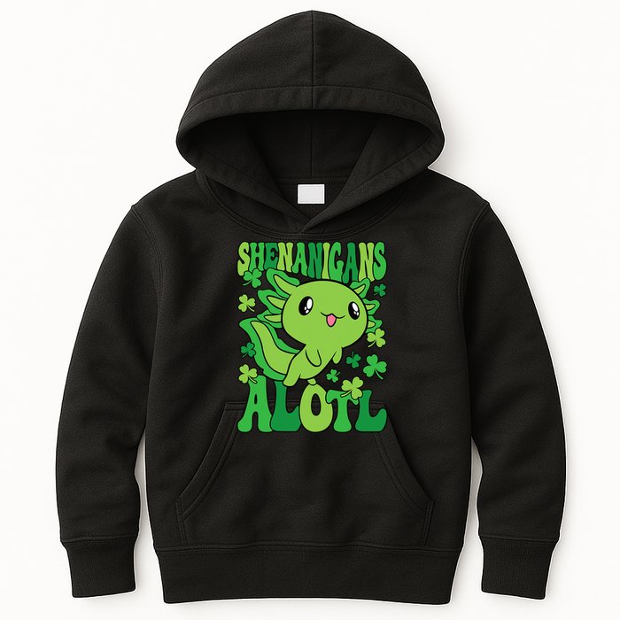 Axolotl St. Patrick's Day Shenanigans Alotl 2 Kids Hoodie