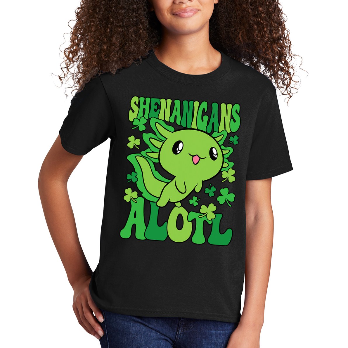 Axolotl St. Patrick's Day Shenanigans Alotl 2 Kids T-Shirt