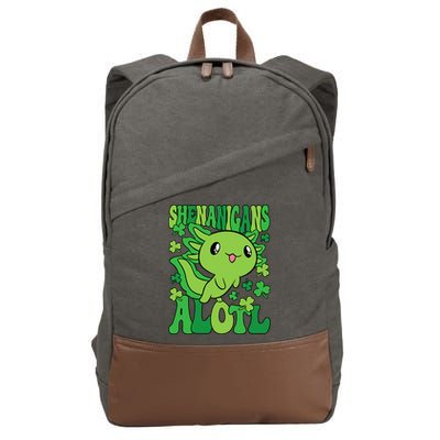 Axolotl St. Patrick's Day Shenanigans Alotl 2 Cotton Canvas Backpack