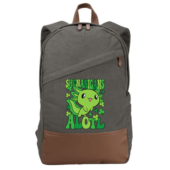 Axolotl St. Patrick's Day Shenanigans Alotl 2 Cotton Canvas Backpack