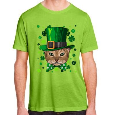 Abyssinian St Patricks Day Cat Leprechaun Hat Shamrock Funny Gift Adult ChromaSoft Performance T-Shirt